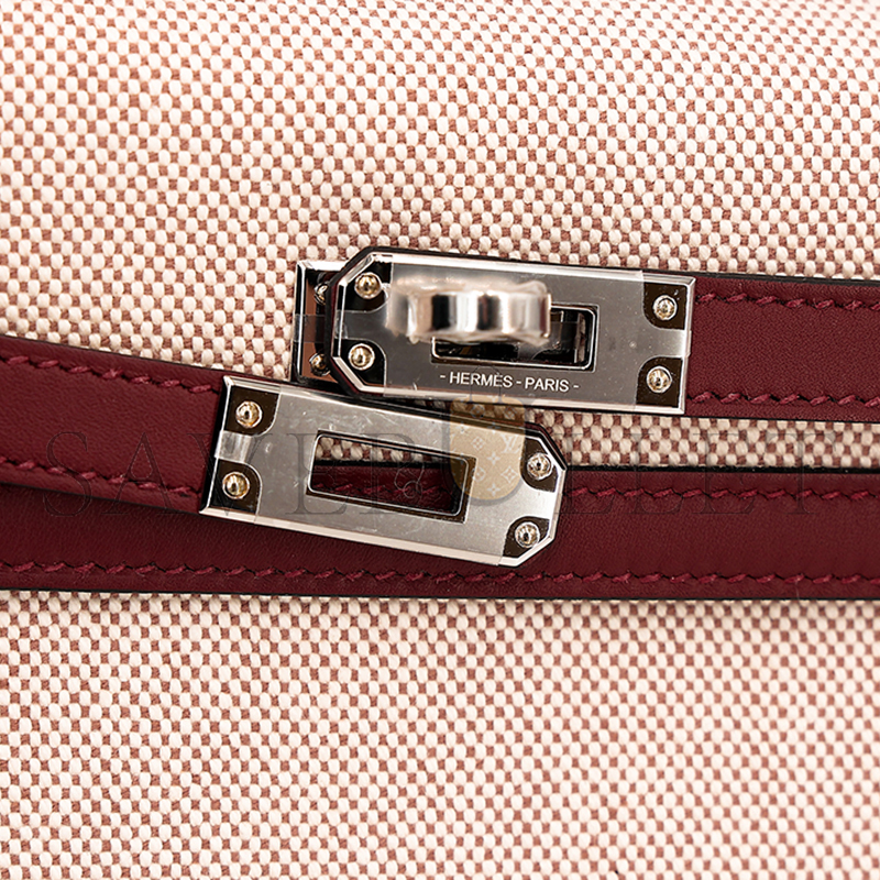 HERMES MASTER KELLY 25 SWIFT AND ECRU TOILE PALLADIUM HARDWARE (25*17*7cm)